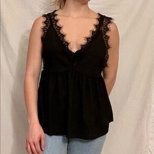Lace black tank top